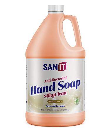Sanit Silky Clean Antibacterial Liquid Gel Hand Soap Refill - Advanced Formula with Coconut Oil and Aloe Vera - All Natural Moisturizing Hand Wash - Made in USA, Original Gold, 1 Gallon 128 Fl Oz (Pack of 1) Original Gold