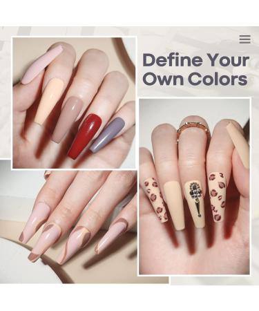 Modelones Gel Nail Polish Set - 7 Colors Nude Pink Brown Gray Kit | Salon-Quality Soak Off Polish with LED Lamp | Classic Modern Manicure Gift Kit - Buy Online on GoSupps.com