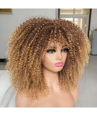 Anivia 16 Curly Wigs for Women | Ombre Blonde Afro Curly Synthetic Fiber Wig | Glueless Long Confused Curly Hair - Buy Online on GoSupps.com