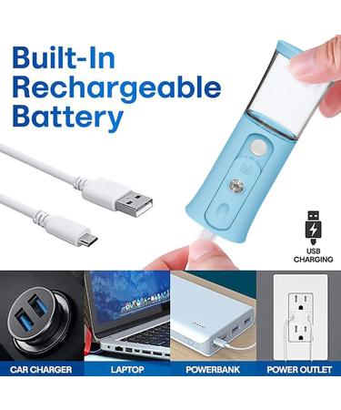 Nano Mist Sprayer | Handheld Nano Mister Rechargeable Cool Mist Sprayer with Colorful Light Handheld Rechargeable Cool Mist Sprayer for Face Hydrating Blue - Buy Online on GoSupps.com