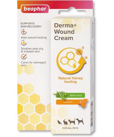 Beaphar - Derma+ Wound Cream for Pets - First aid Treatment and soothing cream with honey for Superficial Cuts & Abrasions -Supports skin recovery wound healing & soothes dry & irritated skin - Suitable for all pets - 30 ml - Buy Online on GoSupps.com