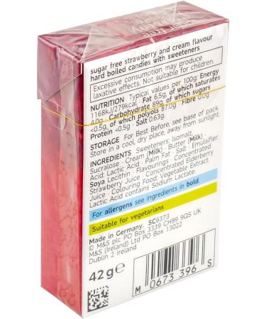 M&S Sugar Free Strawberry & Cream Drops Hard Boiled Candy Sweets with Sweeteners Vegetarian - Set of 4 x 42g Boxes - Buy Online on GoSupps.com
