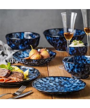 Ceramic Soup Plate Set of 2 Stackable Pasta Salad Bowls Blue Kitchen Serving Salad Plates-2plate-20cm-blue (Color : Blue Size : 1plate20cm) 1plate20cm Blue - Buy Online on GoSupps.com