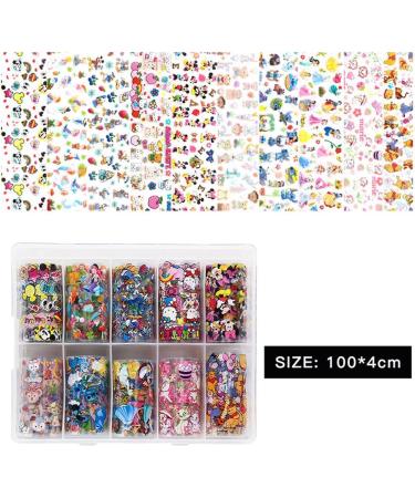 Cute Cartoons Nail Foil Transfer Stickers - Holographic Designer Decals for Women, Kids, Girls - DIY Nail Art Supplies - Buy Online on GoSupps.com