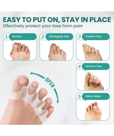 Tea Tree Oil Infused Toe Spacer Bunion Corrector - 8 Pcs Gel Separator for Hammertoes, Yoga Practice - Men & Women - Buy Online on GoSupps.com