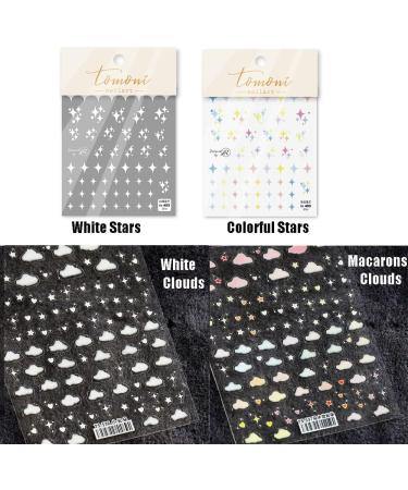 Nails Beauty Self-adhesive Back Glue Nail Supplies Nails Sticker for Summer Nail Art Decorations Nail Art Sticker Star Cloud Nail Sticker(White Clouds) - Buy Online on GoSupps.com