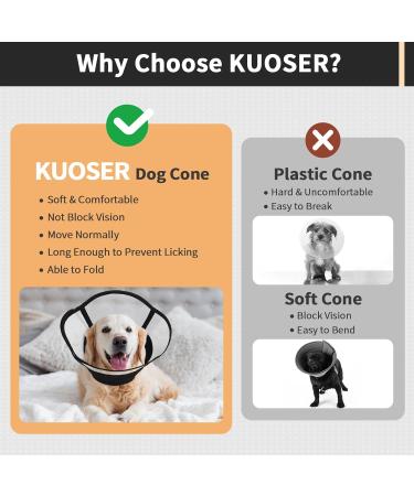 Kuoser Dog Cone Collar - Soft Adjustable Leak Protection for Post-Op Comfort - Breathable & Stylish - XL Black - Buy Online on GoSupps.com