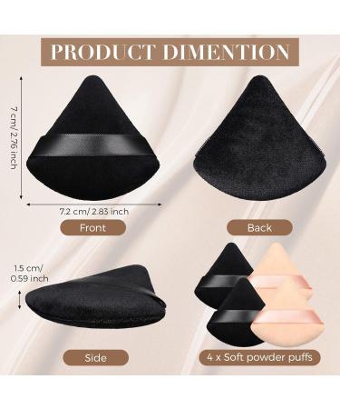 Triangle Makeup Sponge Set - 4 Pcs Cosmetics Face Powder Puff for Foundation - Soft Velvet Body Cushion Pads in Black Nude - Buy Online on GoSupps.com
