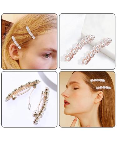 2Pcs Elegant Handmade Pearl Hair Clips | Gold Snap Barrettes for Styling | Durable Metal Alloy | 7cm x 1cm - Buy Online on GoSupps.com