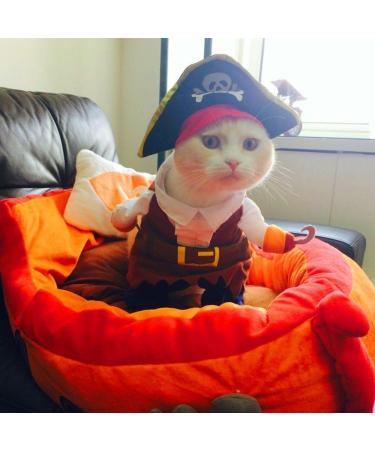 Idepet Caribbean Pirate Cat Costume & Hat - Funny Pet Clothes for Dressing up Parties (M) - Buy Online on GoSupps.com