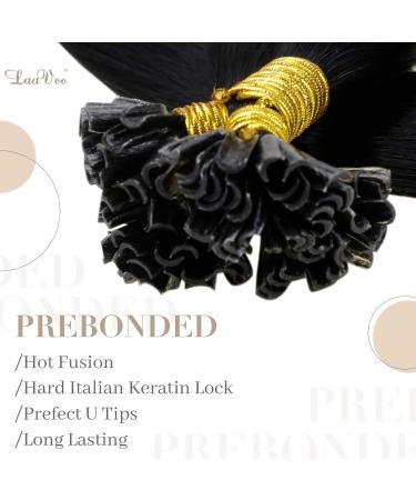 Black Keratin Bonding Extensions - 45cm Real Remi Hair - U Tips - 50g/50 Strands - Premium Quality Hair Extensions - Buy Online on GoSupps.com