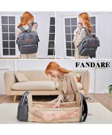 Fandare Diaper Backpack - Portable Travel Bag with Foldable Baby Bed USB Charging Ideal for Moms & Dads - Buy Online on GoSupps.com