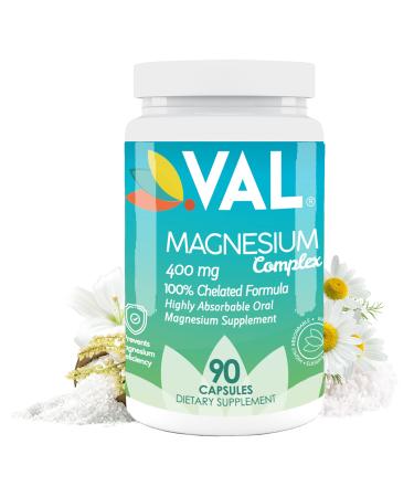 VAL Triple Magnesium Complex 400mg of Magnesium Glycinate Taurate Citrate for Muscle Relaxation Sleep Support Calm Energy Support Healthy Magnesium Levels Vegan Non-GMO 90 Capsules