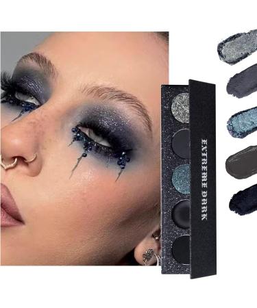 LXZJJM Smoky Eye Shadow Palette Extreme Darkness Eyeshadow Palette High Pigment Dark Shades In Black Grey And Silver Long-Lasting 5 Colors - Buy Online on GoSupps.com