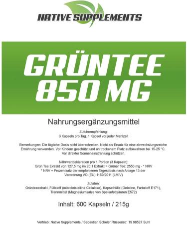 Buy High-Quality Green Tea Extract Capsules | 600 Count | 850mg Each | Premium 100% Performance - Buy Online on GoSupps.com