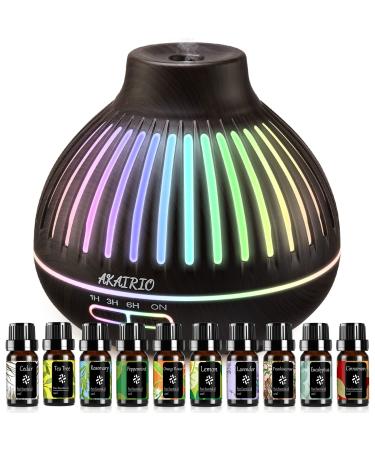 Aromatherapy Diffusers with Essential Oils Set,Office Cool Mist Humidifier Diffuser with Ambient Light 3 Times Settings,Ultrasonic Bedroom Vaporizers Aroma Oil Diffuser with Waterless Auto Shut-Off Black