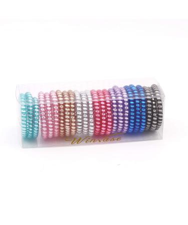 Winrase Colorful Spiral Phone Cord Hair Ties - 24pcs Hair Coil Ponytail Holders for Women and Girls - Buy Online on GoSupps.com