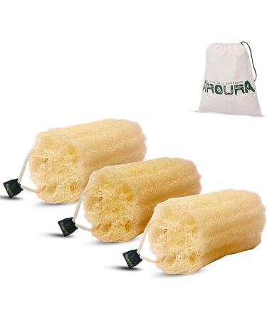 Aroura 100% Natural Egyptian Loofah Set of 3 - Exfoliating Loofa for Body | Eco-Friendly | 4x7 - Buy Online on GoSupps.com