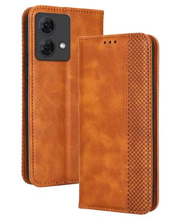 RankOne Flip Leather Case Cover for Motorola Moto G84 (6.5" Inches) Brown Motorola Moto G84 Brown