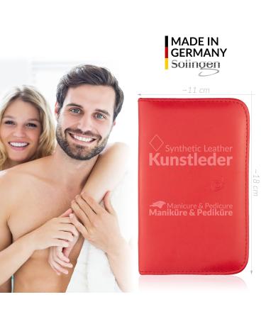 Solingen Manik r Set 12 - Premium Nail Set for Men & Women | Complete Manicure & Pedicure in Red Synthetic Leather Etui - Buy Online on GoSupps.com