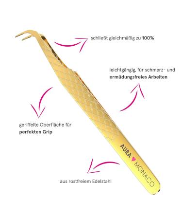 Premium Aura Monaco Eyelash Tweezers - Curved Lace for Lash Extensions | Brooklyn Quality & Twice Boot Volume - Buy Online on GoSupps.com