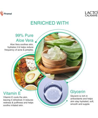 Lacto Calamine Aloe Vera Gel with 99% Pure Natural Aloe Vera Vitamin E and Glycerin No Parabens No Sulphates 150g - Buy Online on GoSupps.com