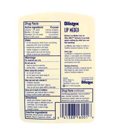 Blistex Lip Medex .38oz - Soothing Lip Balm for Dry Lips - Buy Online on GoSupps.com