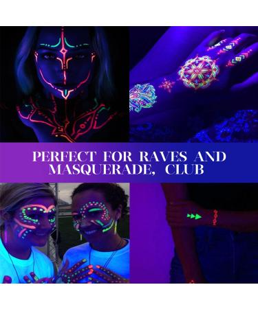 MAEPEOR Neon Face Body Paint Palette - 10 Glow in the Dark Colors Water Activated Perfect for Halloween & Christmas - Includes Brush - Buy Online on GoSupps.com