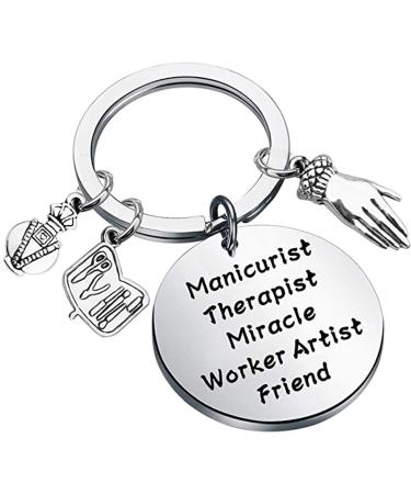 BEKECH Manicurist Gift Nail Tech Gift Nail Artist Gift Manicurist The Miracle Worker Artist Friend Keychain Beautician Gift Nail Technician Jewelry Cosmetology Gift for Her