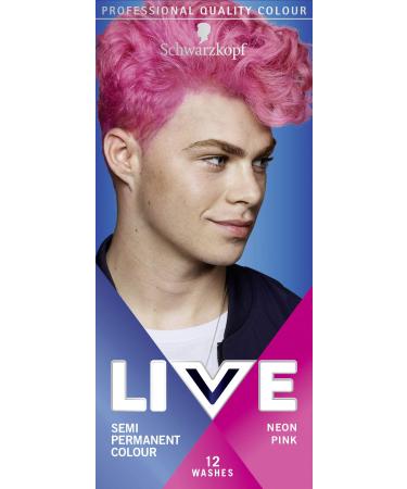 Schwarzkopf Live Men Semi-Permanent Hair Colour Fade Resistant Statement Hair Dye for Him 093 Neon Pink Shade