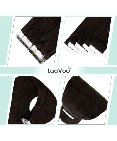 Laavoo Real Hair Extensions | Tape-In Dark Brown Remy Hair 55cm | 20pcs 50g #2 - Buy Online on GoSupps.com