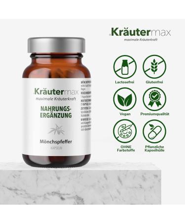 Herbal Max NEW Kr utermax Monks Pepper Capsules Agnus Castus Extract Monk Pepper Capsules High dose and Vegan according to Kr utermax Way Premium quality Agnus Castus monk pepper 1 x 90 pieces - Buy Online on GoSupps.com