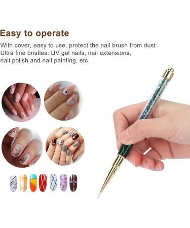 Manicure Liner Pen Nail Rhinestone Picker Dotting Pen Nail Art DIY Decoration Tool for Household Nail Shop (Dark green stripes (short pull cord)) - Buy Online on GoSupps.com
