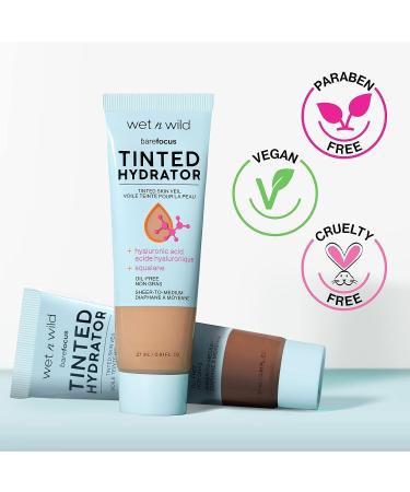 Wet n Wild Bare Focus Tinted Hydrator Matte Natural Finish, Oil-Free Face Moisturizer Makeup with Hyaluronic Acid & Squalane - Medium Deep Coverage - Buy Online on GoSupps.com