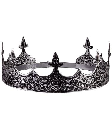CROWN GUIDE King Crown for Men Medieval Wedding, Royal Crown Accessories for Boy One Size Antique Silver