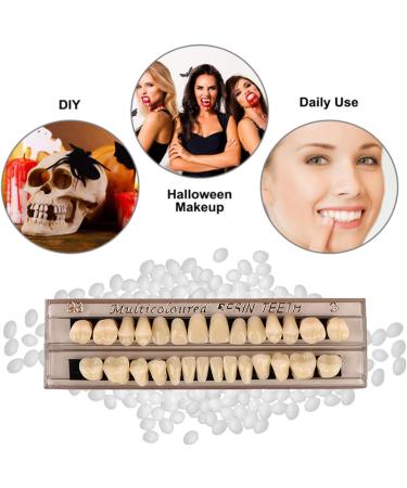 Dental Complete Acrylic Resin False Teeth with 2 Sets of Synthetic Teeth | 23 Shades of A3 for DIY Replacement or Halloween - Buy Online on GoSupps.com