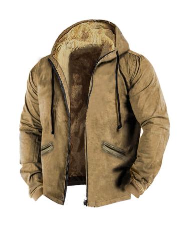 Hanxiulin fleece plush jacket fluffy warm zipper wool jacket men coat winter jacket long warm long thick autumn coat cardboard jacket coat fleecet coffee 3xl