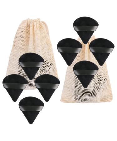 Yoseng 4pcs Powder Puffs for Face Powder Both Dry and Wet Black Triangle Makeup Puff for Loose & Cosmetic Foundation Wedge Shape Velour Cosmetic Sponge for Contouring with Mesh Laundry Bag(2Pack) 2Pack Black