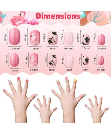 168 Pieces Girls Press Nails - 7 Days Fake Nails & Nail Tips for Kids | Full Cover Short Faux Fingernails with Flamingo Theme | Nail Art Decoration - Buy Online on GoSupps.com