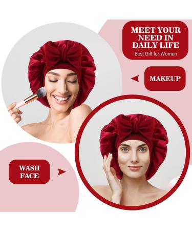 Abeillo Silk Sleep Bonnet for Women - Adjustable Satin Night Cap for Curly Hair - Wine Red - Buy Online on GoSupps.com