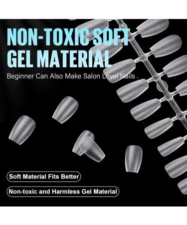 Tomicca Ballerina Short Nail Tips - 240 Gel & Acrylic Half Matte Coffin Style - 15 Sizes for Perfect Fit - Buy Online on GoSupps.com