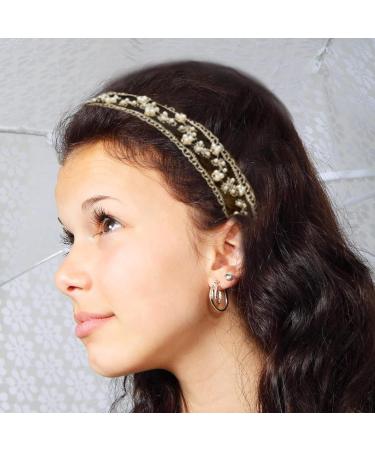 VUKWOO 2 PCS Lace Pearl Headband: Women's Stretch Wide Floral Lace Jeweled Headwrap - Fashionable Hair Scarf & Turban Accessory - Buy Online on GoSupps.com