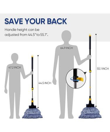 Yocada Heavy Duty Cotton Wet Mop - Commercial Grade, Industrial Strength with Telescopic Iron Pole - 55.1 Inches - Buy Online on GoSupps.com