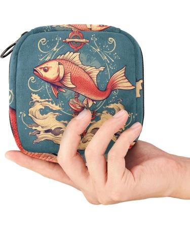 HomeDecorZone Portable Period Kit Bag - Feminine Product Pouch for Girls with Zipper Closure - Fish Multicoloured Design - Holds Pads and Tampons - Pack of 20 - Buy Online on GoSupps.com