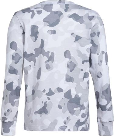 adidas Boys' Long Sleeve Cotton Allover Print Logo T-Shirt - Core Camo/White - Buy Online on GoSupps.com