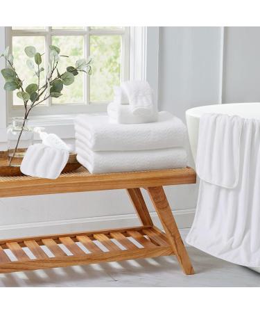 White Microfiber Washcloths 4 Pack Set - Highly Absorbent & Quick Dry Towels for Bathroom, Spa, Gym - Premium Quality Daily Use Washcloths - Buy Online on GoSupps.com