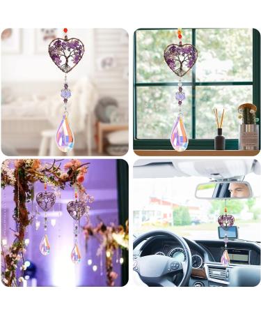 Amethyst Sun Catcher with Tree of Life Pendant - Natural Quartz Gemstone Rainbow Maker for Spiritual Women - Buy Online on GoSupps.com