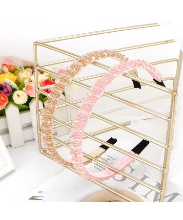 Jaciya Rhinestone Headband for Women - Sparkly Crystal Beaded Fashion Hair Accessory in Pink/Champagne - Buy Online on GoSupps.com
