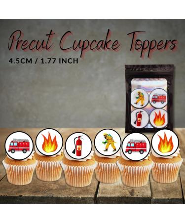24 PRECUT Fire Engine Cupcake Toppers Fire Service Edible Cake Decorations Edible Fireman Decorations Fire Engine Cupcake Toppers Fire Cake Toppers - Buy Online on GoSupps.com
