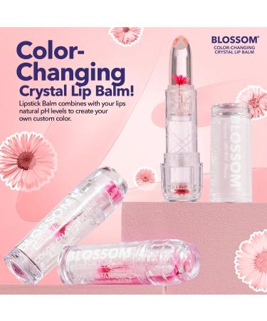 Blossom Custom Color Changing Strawberry Scented Lip Balm 2 Pack - Red Shimmer Sparkle Lip Stain infused with Real Flowers 6g - Buy Online on GoSupps.com
